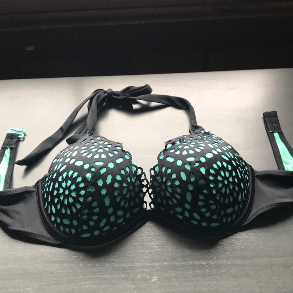 Black and Teal Bikini Top